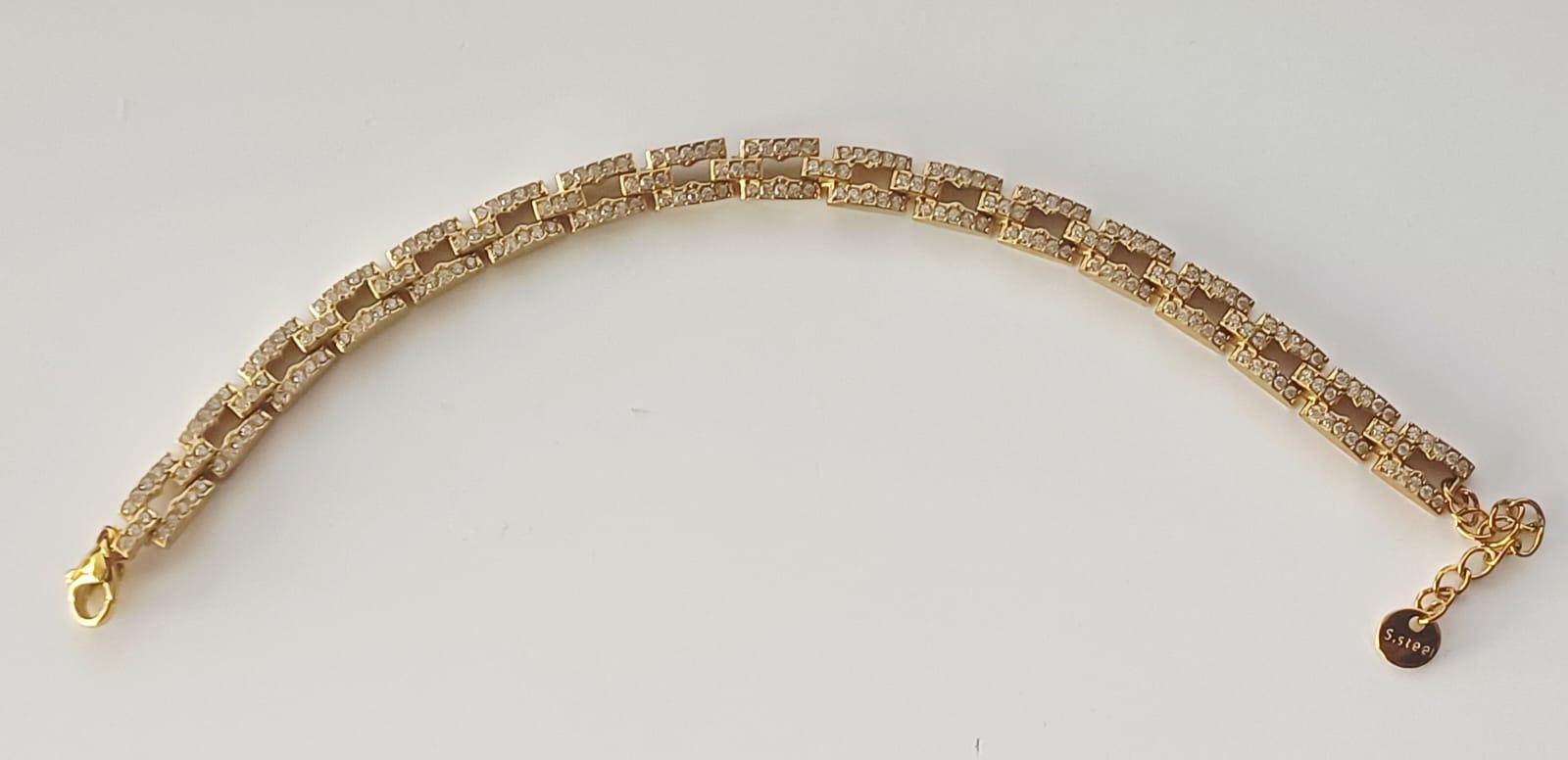 bracelet à maillons de style Tank ou Maillon Panthère de couleur dorée