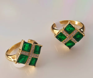 Bague tendances en acier inoxydable avec Perle vert