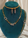 Parure Tiffany avec strass argenté en acier inoxydable