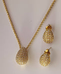 Collier et boucle d’oreille goutte avec strasse en acier inoxydable
