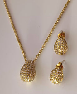 Collier et boucle d’oreille goutte avec strasse en acier inoxydable