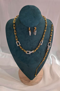 Parure Tiffany strass argenté en acier inoxydable