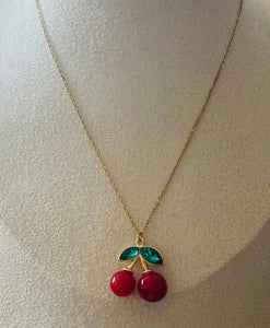 Collier cerise en acier inoxydable