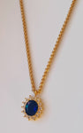 Collier safire perle bleu en acier inoxydable