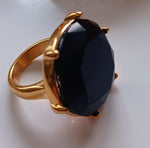 Bague perle noir taille 17 en acier inoxydable