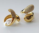 Bague Bottega double avec strass en acier inoxydable