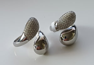Bague bottega doublé argenté en acier inoxydable