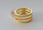 Bague trio doré en acier inoxydable