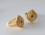 Bague beldi perle verte en acier inoxydable