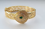 Bracelet beldi avec perle verte diamètre 6,4cm en acier inoxydable