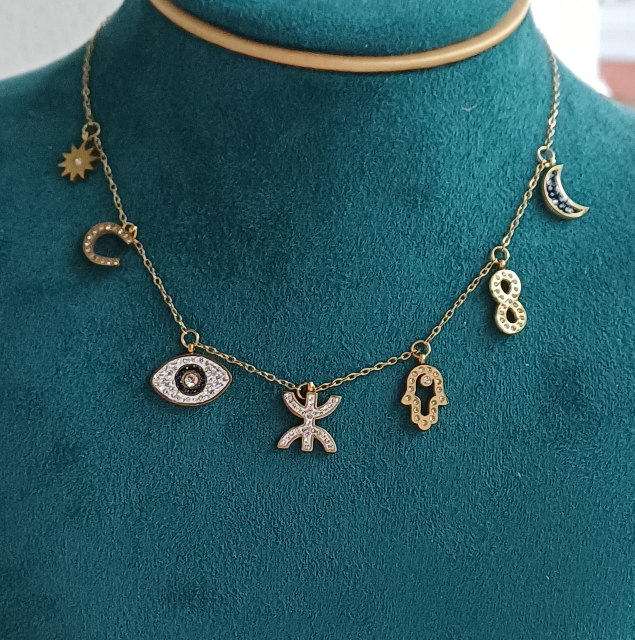Collier multi motif en acier inoxydable