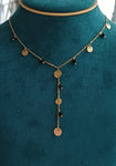 Collier Y perle noire en acier inoxydable