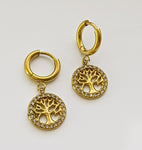 Boucle d’oreille arbre de vie en acier inoxydable