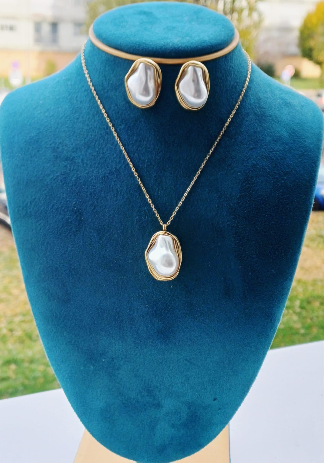 Parure perle en acier inoxydable