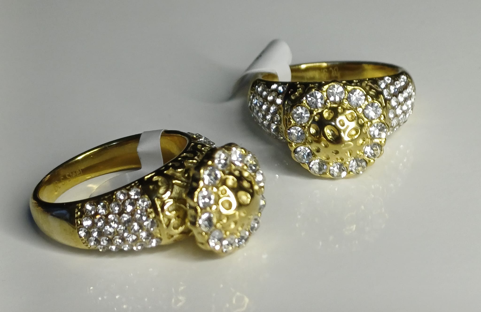 Bague avec strass en acier inoxydable