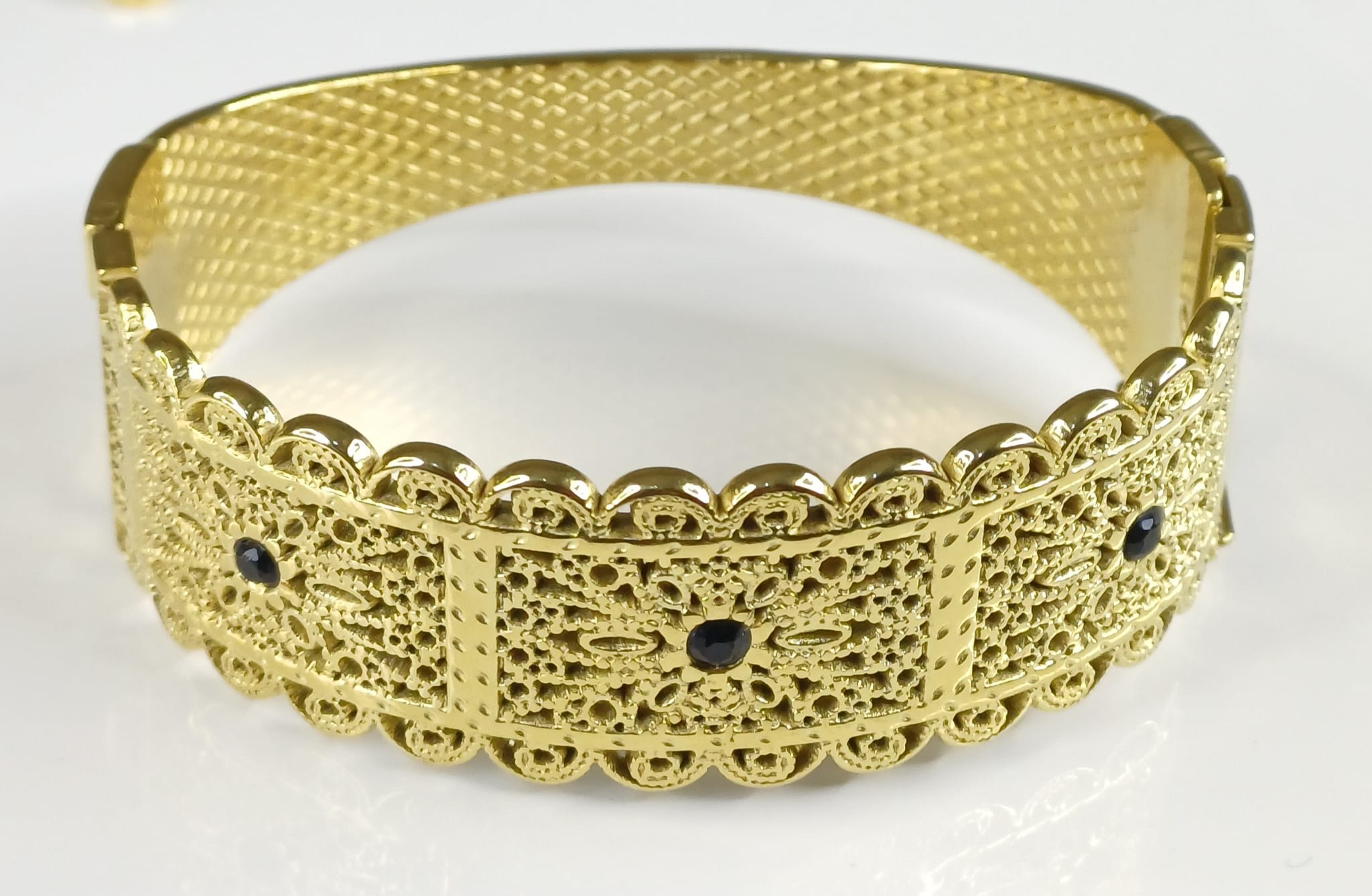 Bracelet beldi perles noir en acier inoxydable