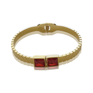 Bracelet luxueux en acier inoxydable en perles rouges