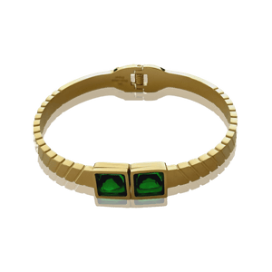 Bracelet luxueux en acier inoxydable, Perle verte