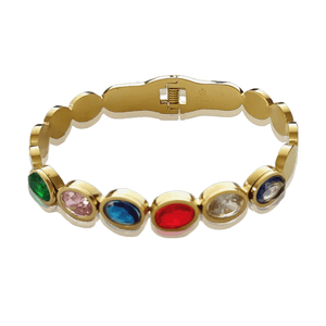 Bracelet luxueux en perles Multi couleur en acier inoxydable